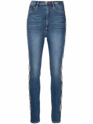 Crystal-Cable High-Waist Jeggings