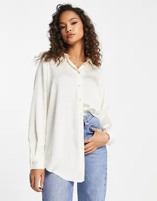 New Look satin shirt in off