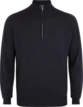 John Smedley Wyvern Navy Half-zip Merino Wool Jumper