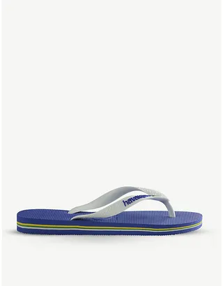 Womens Brasil Logo Marine b Logo-embellished Rubber Flip-flops