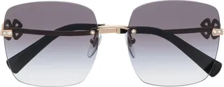Flower-Embellished Frameless Sunglasses