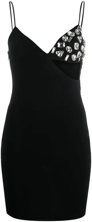 Crystal-Embellished Cut-Out Minidress
