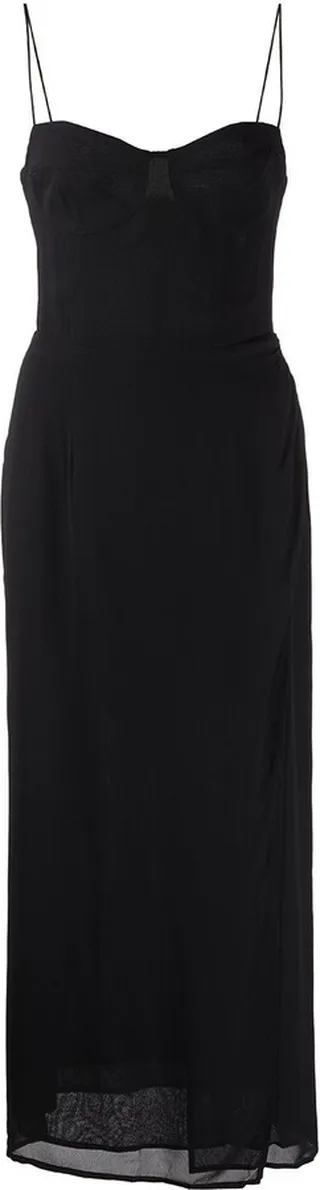 Black Kourtney Side Slit Midi Dress