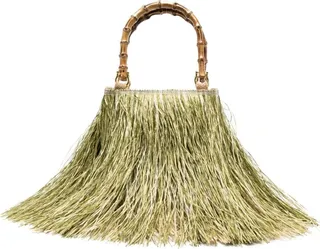 small Scicli fringed-raffia tote bag