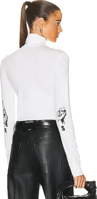 Raf Simons Turtleneck Long Sleeve Top in White