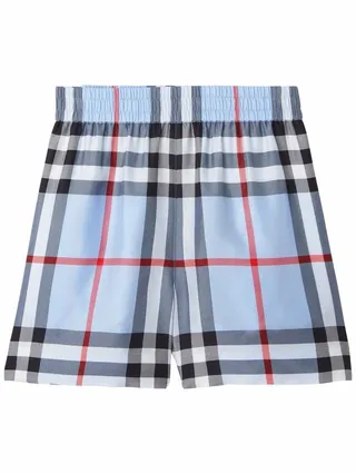 Check-Pattern Silk Shorts