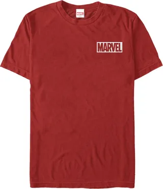 Fifth Sun Marvel Men's Comic Logo Simple White Box Short Sleeve T-Shirt