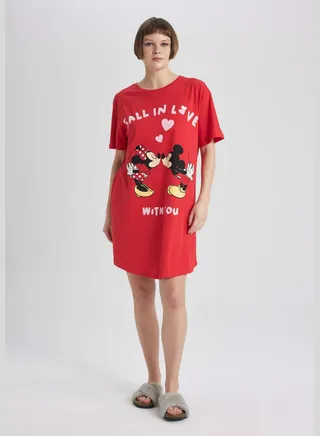 Woman Disney Mickie & Minnie Licenced Short Sleeve Nightgown