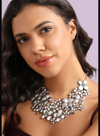 Silver Plated Designer Party Wear Necklace For Women