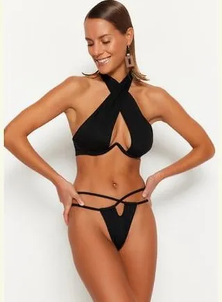Black Tunnel High Leg Bikini Bottoms TBESS22BA0159