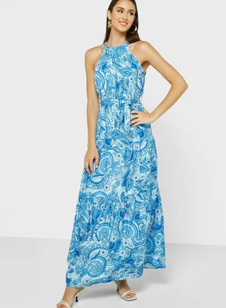 Printed Halter Dress