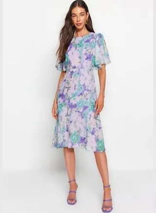 Multi-Colored Floral Print Woven Dress TWOSS20EL0908