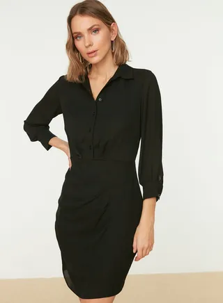 Button Detail Bodycon Dress
