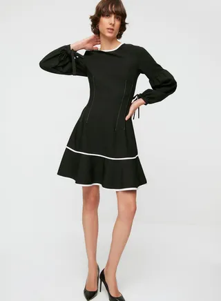 Stripe Ruffle Detail Dress
