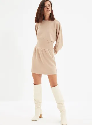 Balloon Sleeve Knitted Dress