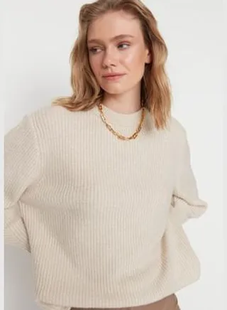 Stones Wide fit Soft Textured Basic Knitwear Sweater TWOAW20FV0142