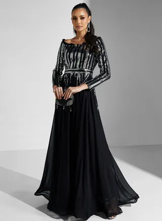 Bardot Sequin Detail Dress