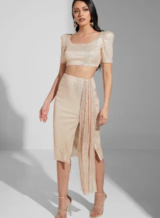 Thand Sequin Midi Skirt