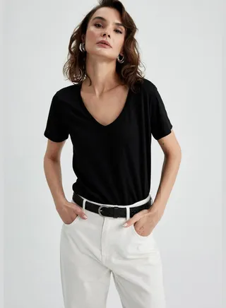 Regular Fit V Neck Short Sleeve T-Shirt