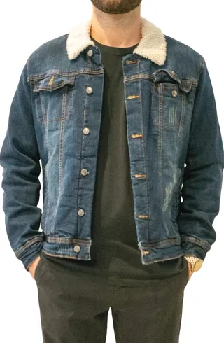 BOA Shearling Denim Bomber Jacket