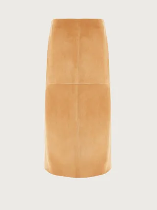 Ferragamo Women Suede long skirt Beige