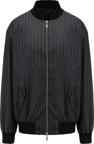 Striped Zip-Up Wool Jacket
