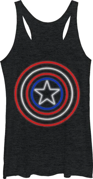 Women's Marvel Captain America Shield Neon Light Racerback Tank Top - Black Heather - X Large