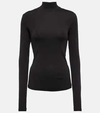 Turtleneck cotton jersey top