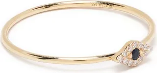 14kt yellow gold Evil Eye diamond and sapphire ring