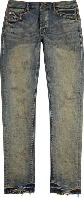 Purple Repair Distressed Slim-leg Jeans