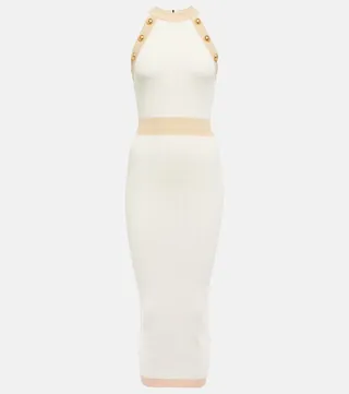 Ribbed-knit midi dress