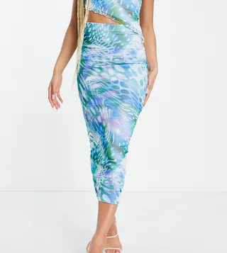 ASYOU mesh layer midi skirt in dot print - part of a set