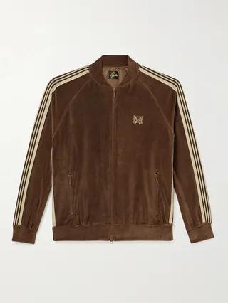 Webbing-Trimmed Cotton-Blend Velour Track Jacket