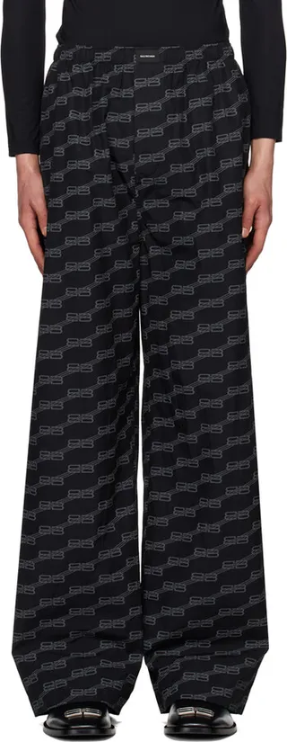 Balenciaga Black BB Monogram Pyjama Pants