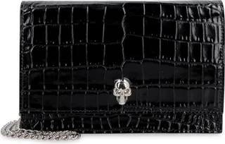 Skull Croco-print Leather Bag