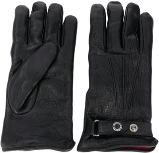 Press-Stud Strap Leather Gloves