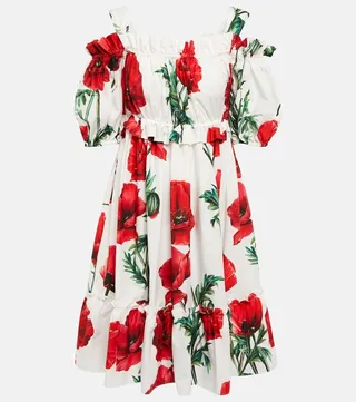 Floral off-shoulder cotton midi dress