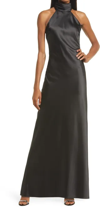 Bravado Halter Backless Satin Gown