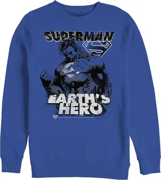 Men's Superman Grunge Earth's Hero Sweatshirt - Royal Blue - Medium