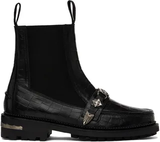 Toga Virilis Black Leather Chelsea Boots