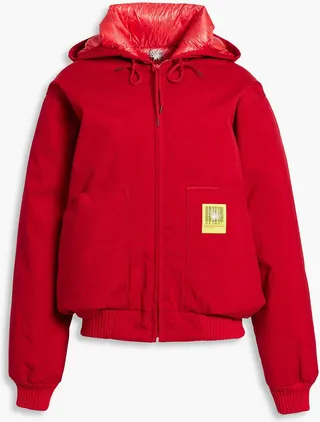 Canvas hooded down jacket