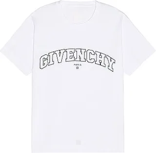 Givenchy Classic Fit College Embroidery T Shirt in White