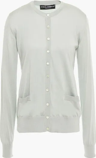 Corded lace-paneled silk-blend cardigan