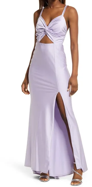 Twist Front Satin Trumpet Gown