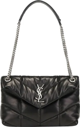 Saint Laurent Puffer Logo Plaque Small Shoulder Bag