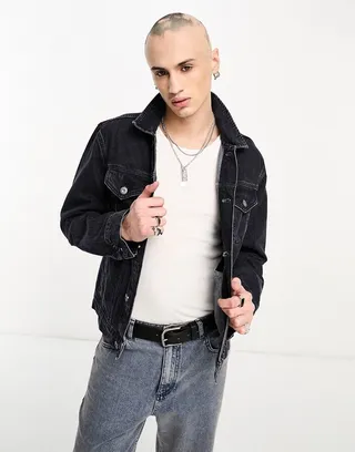 AllSaints Monza denim jacket in washed black