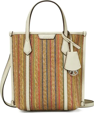 Mini Perry Stripe Raffia Tote