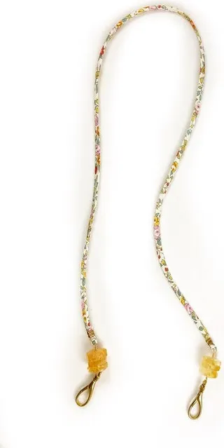 Ariana Ost Mask Chain - Liberty Floral Fabric and Citrine Healing Crystal