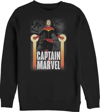 Men's Marvel Captain Marvel In Flight Sweatshirt - Black - X Large