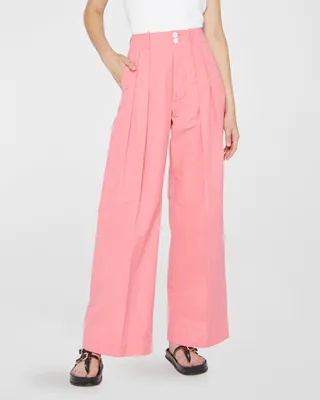 Double-Pleated Wide-Leg Trousers